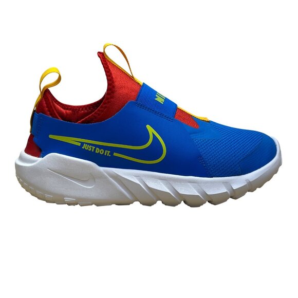 Nike Kids Blue & Red Mesh Just Do It Logo Slip-On Flex Runner 2 Sneakers Sz 6.5Y - Picture 1 of 9